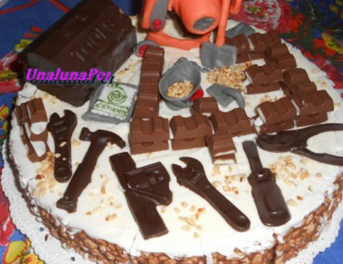 Torta muratore  in pdz,cioccolato fondente e kinder cioccolato-dolci al cucchiaio